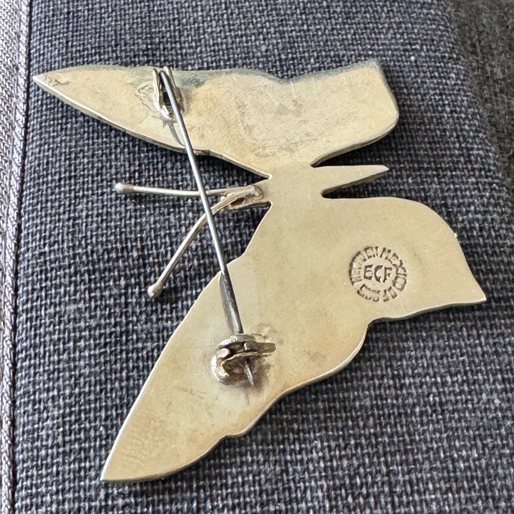 MEXICO Vintage Abalone Butterfly Brooch - Picture 6 of 8